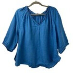 J. Jill women's small love linen blue blouse